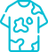 Ikona przedstawia turkusowy t-shirt z plamami, symbolizujący zabrudzenia.