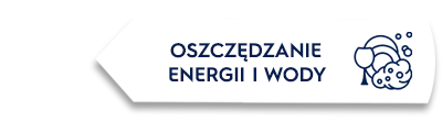 Grafika przedstawia ikonę z napisem \'OSZCZĘDZANIE ENERGII I WODY\' oraz symbolem naczyń i piany.