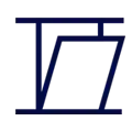 Ikona przedstawia stylizowaną literę \'E\' w kolorze granatowym na białym tle.