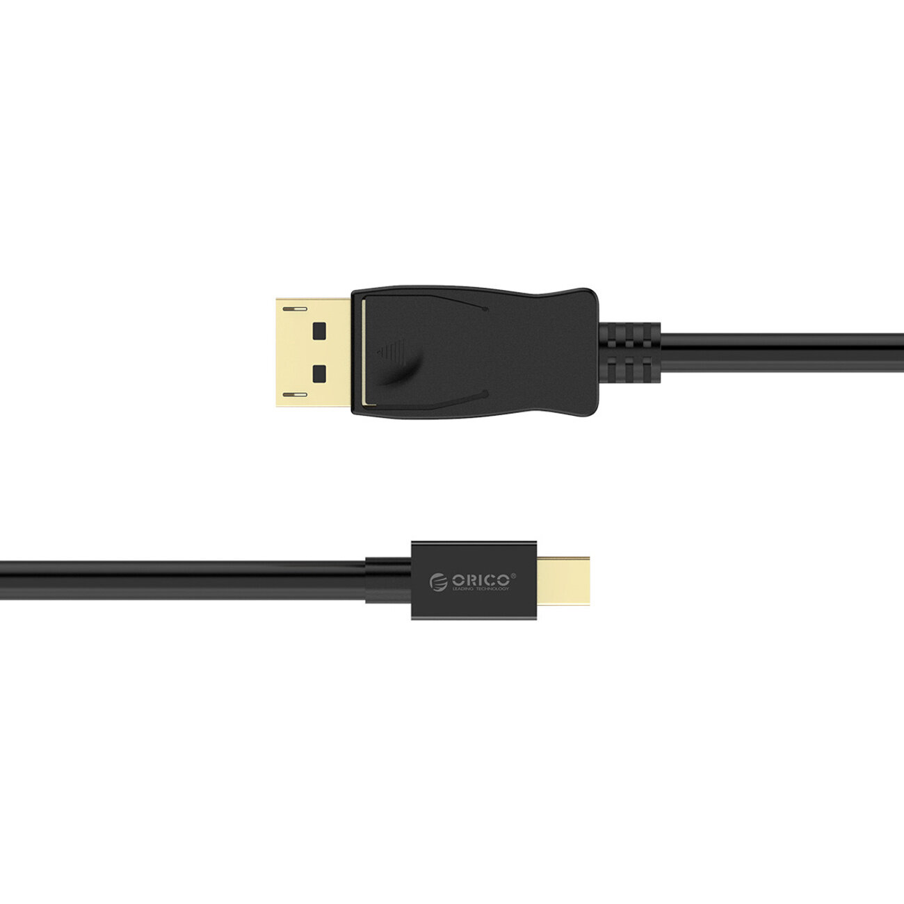 Czarny kabel z końcówkami Mini DisplayPort i HDMI, z widocznym logo \'ORICO\' na jednej z końcówek.