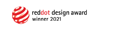 Logo z napisem \'reddot design award winner 2021\'.