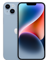 Smartfon z dużym ekranem, na którym widoczny jest gradientowy motyw w kolorach niebieskim, różowym i czarnym. Z tyłu urządzenia znajduje się logo w kształcie nadgryzionego jabłka oraz dwa aparaty fotograficzne.