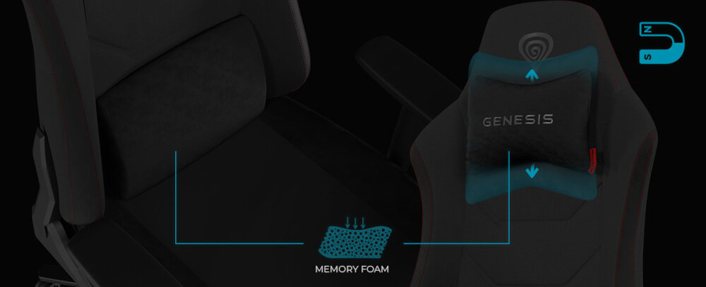 Krzesło z poduszką z pianki memory i ergonomicznym kształtem dla komfortu.