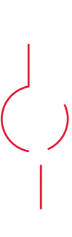 Ikona przedstawia biały symbol odtwarzania w okręgu z czerwonymi akcentami i liniami pionowymi.