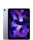 Tablet z dużym ekranem wyświetlającym abstrakcyjną grafikę w odcieniach fioletu i czerni. Na obudowie widoczne jest logo producenta: nadgryzione jabłko.