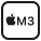 Czarne logo z symbolem jabłka i literami \'M3\' w środku kwadratu z zaokrąglonymi rogami.