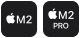 Dwa czarne kwadraty z białymi symbolami: pierwszy z logo \'APPLE\', drugi z napisem \'16\'.