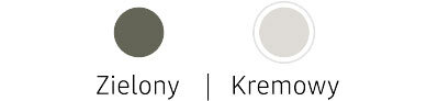 Dwa okrągłe pola kolorów: zielony i kremowy, z podpisami \'Zielony\' i \'Kremowy\'.