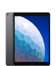 Tablet z dużym ekranem wyświetlający abstrakcyjną grafikę w odcieniach niebieskiego i białego. Obudowa urządzenia jest w ciemnym kolorze.