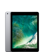 Na obrazie widoczny jest tablet z wyświetlaczem pokazującym kolorową grafikę przypominającą fale. Obudowa urządzenia jest w kolorze srebrnym.