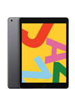 Tablet z czarną ramką i kolorowym ekranem, na którym widoczne są duże litery w różnych kolorach. Obudowa tabletu jest w kolorze ciemnoszarym.
