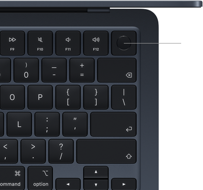 Fragment klawiatury laptopa z widocznymi klawiszami funkcyjnymi od F9 do F12 oraz przyciskiem zasilania. Klawisze mają czarne tło i białe symbole, a obudowa jest w ciemnym kolorze.