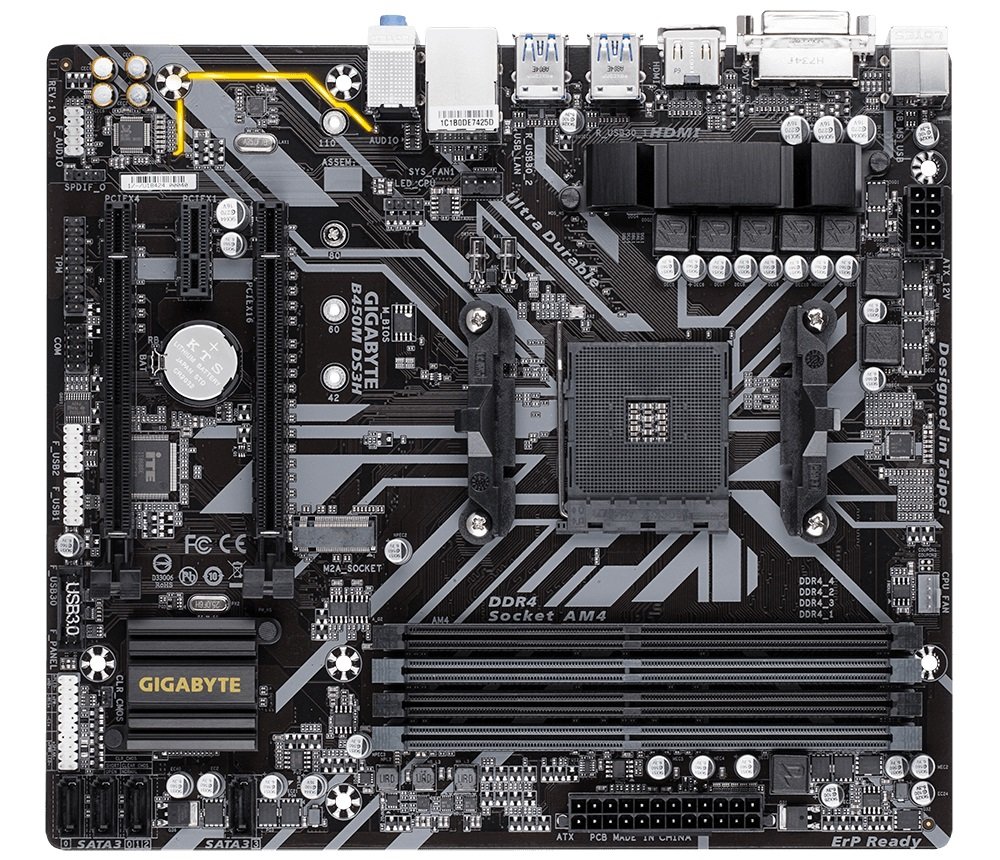 Płyta główna GIGABYTE B450M dzwięk kodek Realtek ALC887