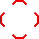 Ikona przedstawia biały symbol Bluetooth otoczony czerwonymi, kątowymi nawiasami na czarnym tle.