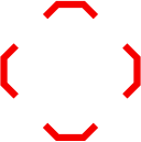 Ikona przedstawia biały symbol klawisza na czarnym tle, otoczony czerwonymi, kątowymi nawiasami.