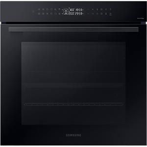Piekarnik Samsung NV7B4240VAK Czarny piekarnik elektryczny z panelem dotykowym i wyświetlaczem cyfrowym na górze. Na froncie widoczne jest logo \'SAMSUNG\'.