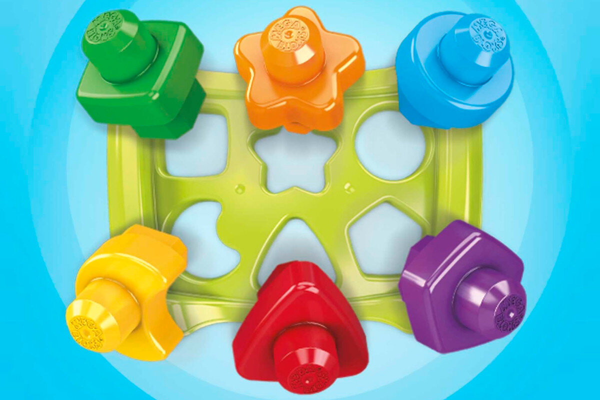 Klocki sensoryczne MATTEL Mega Bloks Sorter kształtów FVJ47 rozumienie kształtów umiejetności motoryczne