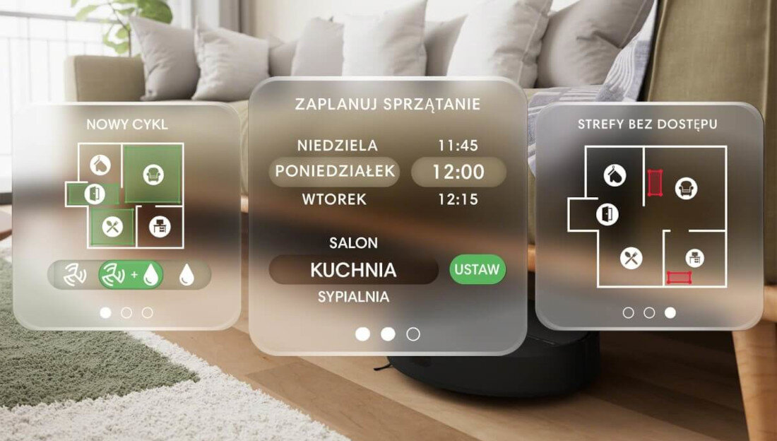 Robot sprzątający IROBOT Roomba 515 Combo Auto Empty Czarny zdjęcie lifestyle ane pod kontrolą >Systemy bezpieczeństwa iRobot  ochrona szyfrowanie  Aplikacja Roomba® Home