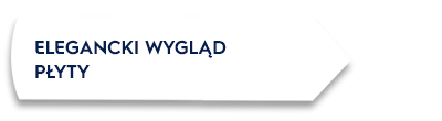 Obraz przedstawia biały prostokąt z czarną ramką, na którym widnieje tekst: ELEGANCKI WYGLĄD PŁYTY.