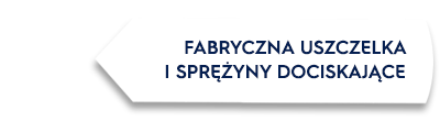 Obraz przedstawia biały prostokąt z czarną ramką, na którym widnieje tekst: \'FABRYCZNA USZCZELKA I SPRĘŻYNY DOCISKAJĄCE\'.