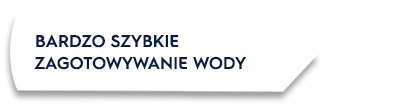 Obraz przedstawia biały prostokąt z czarnym obramowaniem i tekstem: \'BARDZO SZYBKIE ZAGOTOWYWANIE WODY\'.