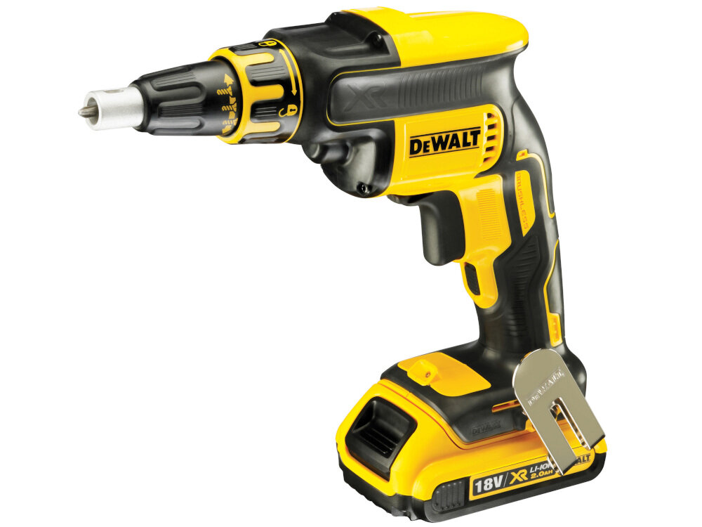 Wkrętarka DEWALT DCF610D2 zasilana akumulatorem Li-Ion pojemność 2,0 Ah napięcie 18 V maksymalny moment obrotowy 8 Nm maksymalna prędkość obrotowa do 1050 obr/min możliwość regulacji momentu obrotowego 15-stopniowe sprzęgło