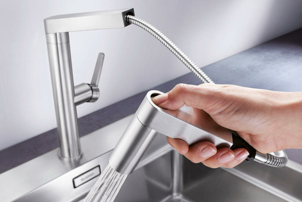 BLANCO Panera-S 521547 elegancja estetyka materiał wylewka strumień prysznic przycisk