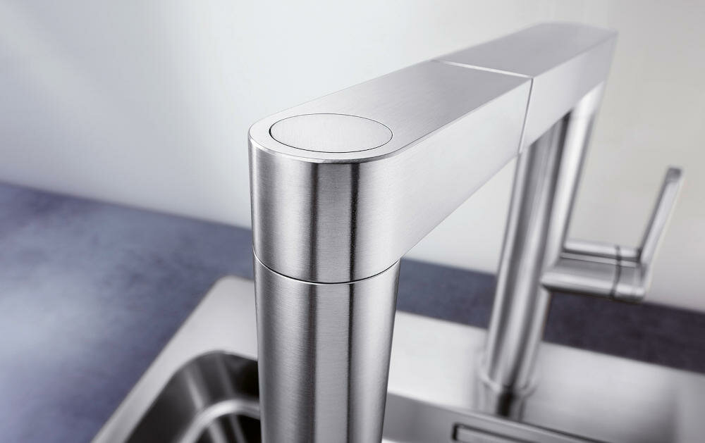 BLANCO Panera-S 521547 dźwignia mieszacz zimny start oszczędność wylewka lita stal szlachetna szczotkowana