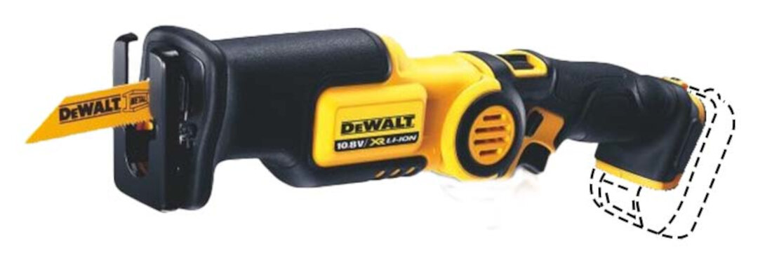 Akumulatorowa pila szablasta DEWALT DCS310N-XJ wygodne uzytkowanie ergonomiczny profilowany uchwyt szybka i latwa wymiana ostrza