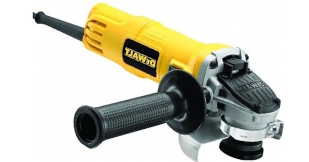 Szlifierka katowa DEWALT DWE4157-QS Przycisk blokady wrzeciona zabezpieczenie silnika przed pylem przycisk blokady wrzeciona