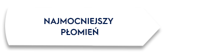 Biały prostokąt z tekstem \'NAJMOCNIEJSZY PŁOMIEŃ\' w kolorze ciemnoniebieskim.