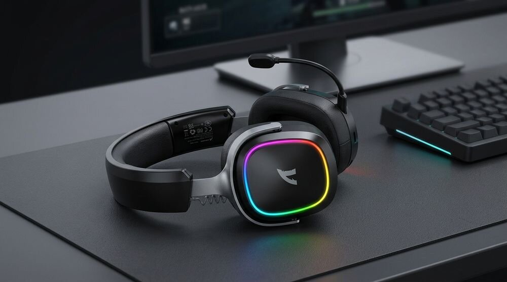 Attack Shark G800 słuchawki gamingowe, 2.4 GHz, Bluetooth, jack 3,5 mm, przetworniki 50 mm, dźwięk 3D, słuchawki na biurku gamingowym