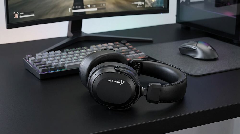 Słuchawki ATTACK SHARK L30 Pro Black – akumulator 1100 mAh, USB-A, USB-C, zasięg 10 m, impedancja 20 Ω, brak ANC, słuchawki na biurku gamingowym