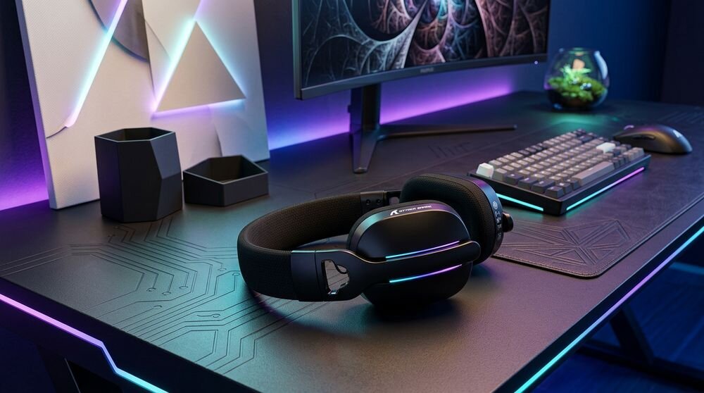 ATTACK SHARK L90 słuchawki 2,4 GHz Bluetooth jack 3,5 mm USB-C USB-A składane 215 g, słuchawki na biurku gamingowym