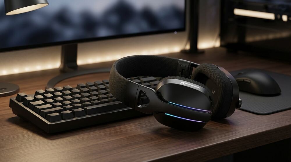 ATTACK SHARK L90 słuchawki PC Mac smartfon PlayStation 4 5 Xbox Nintendo Switch USB-A USB-C, słuchawki na biurku gamingowym