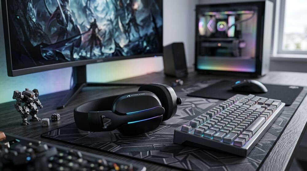 ATTACK SHARK L90 słuchawki akumulator 800 mAh do 35 godzin pracy automatyczne wyłączanie, słuchawki na biurku gamingowym