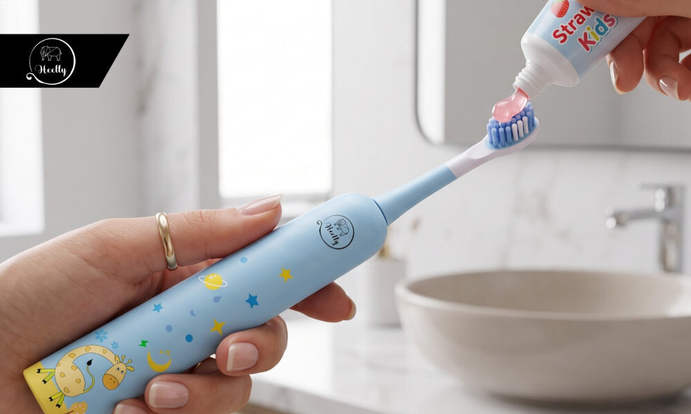 Szczoteczka soniczna HEELLY SBU-02 Niebieski zdjęcie lifestyle 96 000 drgań na minutę Wysoka częstotliwość technologia soniczna