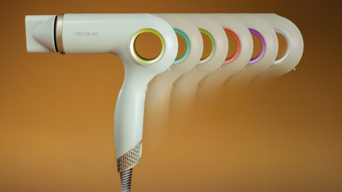 Suszarka CECOTEC DryGlam Waves 6in1 Sensor Czarny 1400 W zdjęcie lifestyle Dopasowana stylizacja Pięć poziomów temperatury trzy prędkości nawiewu  ustawienia intensywność suszenia i modelowania