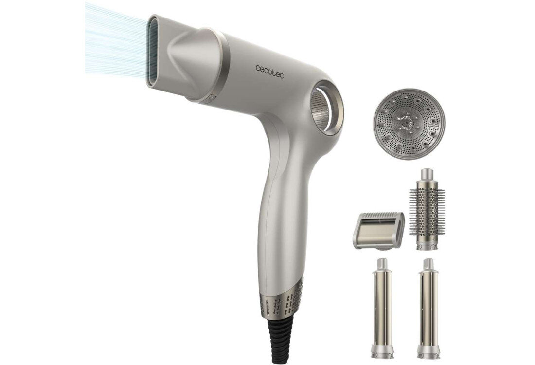 Suszarka CECOTEC DryGlam Waves 6in1 Sensor Szampański 1400 W zdjęcie lifestyle zestaw akcesoria komplet wyposażenie zawartość zestawu