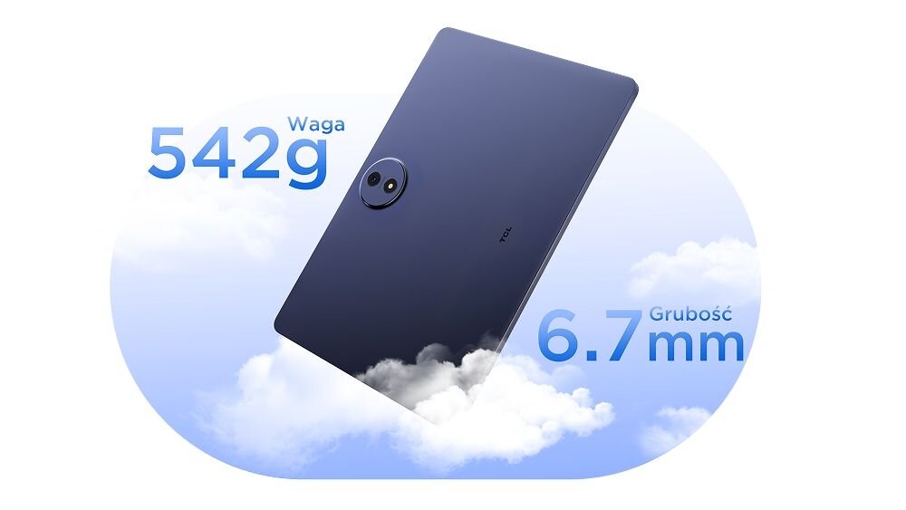 TCL TAB A1 PLUS 12.2 Wi-Fi metalowa obudowa 6,7 mm 542 g IP54 T-Pen 2 4096 poziomów nacisku