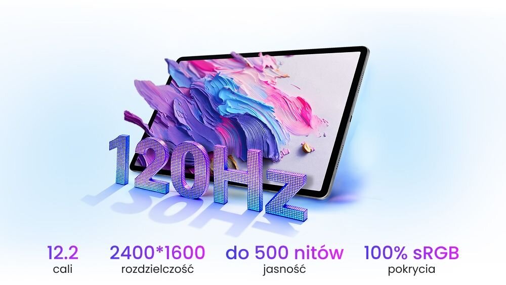 TCL TAB A1 PLUS ekran 12.2 cala 2400x1600 sRGB 550 nitów wyraźny obraz