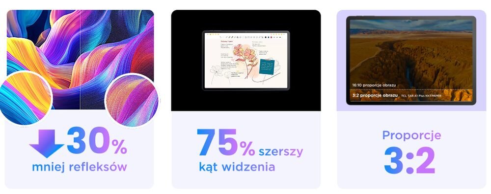 TCL TAB A1 PLUS 120 Hz płynne przewijanie szybka reakcja dotykowa tablet