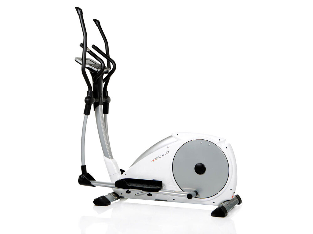 Orbitrek elektromagnetyczny FINNLO Loxon XTR 20kg 42cm urządzenie na białym tle kompleksowy trening cardio płynna cicha praca w domowym zaciszu precyzyjna regulacja oporu dla osób początkujących i zaawansowanych