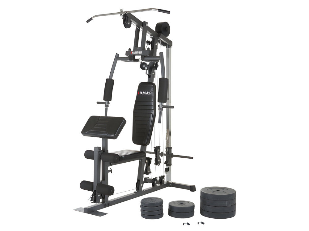 Atlas HAMMER California XP stos talerzowy o wadze 60 kg spelcjane tworzywo nie rysuje podlogi 4 krazki o wadze 10 kg 4 krazki o wadze 5 kg