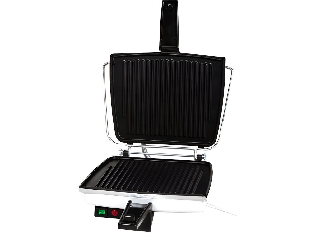 Opiekacz DEZAL Biały otwarty opiekacz biała obudowa czarne wnętrze wyżłobienia zielony włącznik czerwona dioda białe tło dla osób realizujących zalecenia lekarskie precyzyjne utrzymanie temperatury możliwość przygotowywania potraw bez dodatku tłuszczu ułatwienie przygotowania posiłków zgodnych z zaleceniami dietetycznymi funkcjonalność zachowanie zasad racjonalnego żywienia utrzymanie zdrowia i dobrej kondycji 