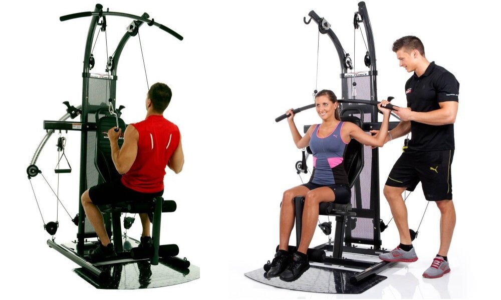 Atlas FINNLO Bio Force Sport niewielkie wymiary 125 x 165 x 208 cm waga 78 kg wbudowane rolki transportowe maksymalna waga uzytkownika do 135 kg