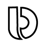 Czarno-białe logo złożone z dwóch stylizowanych liter \'D\' i \'B\', które są połączone w centralnej części.