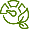 Ikona przedstawia zielony symbol z liściem i wskaźnikiem, sugerujący efektywność energetyczną lub ekologię.