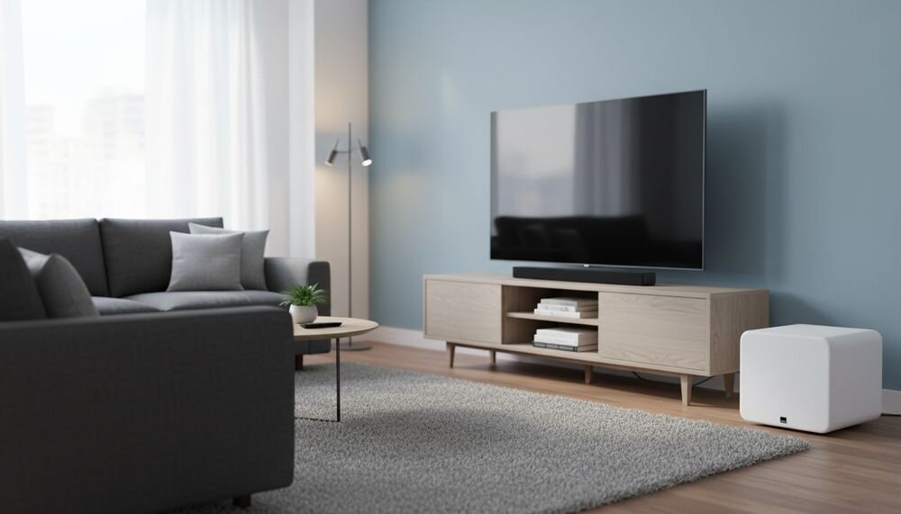 SVS SB-3000 R Evolution zamknięta obudowa MDF wzmocnienia izolacja akustyczna zwarty bas, urządzenie stojące na podłodze w pomieszczeniu