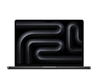 Laptop z widocznym ekranem, na którym wyświetlany jest abstrakcyjny wzór w ciemnych kolorach. Obudowa urządzenia jest również ciemna.